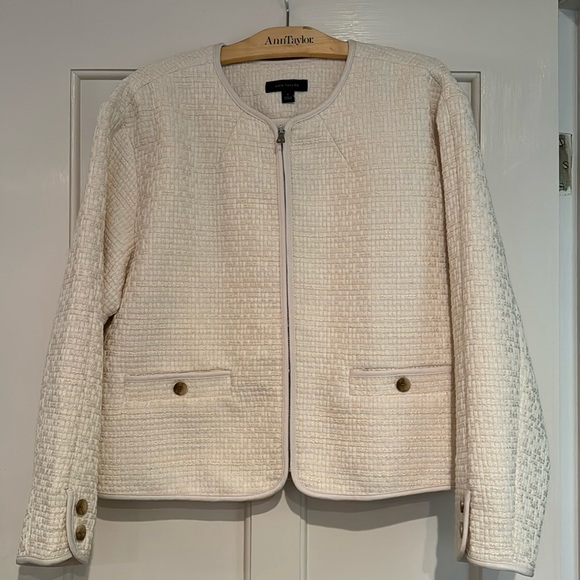 Ann Taylor Tweed Cardigan Jacket Zip Front 555824 - Picture 4 of 13